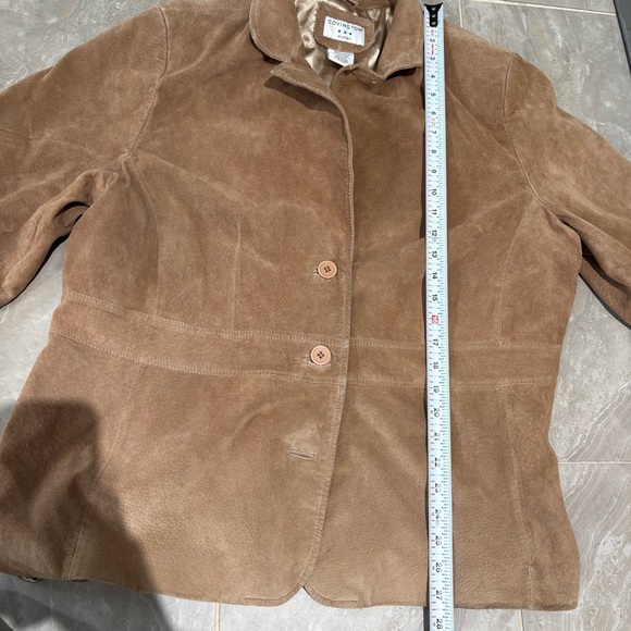 Covington Women’s 100% Suede Brown Beige Leather Blazer Jacket Vtg 90s Sz 20-22W - Picture 7 of 9